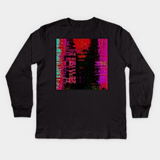 Angry - Glitch Art Abstract Kids Long Sleeve T-Shirt